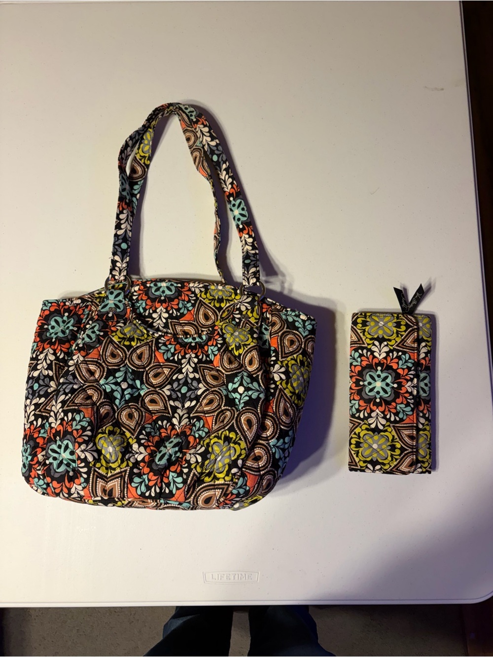 Vera Bradley Multicolor Floral Quilted Tote with Matching Wallet